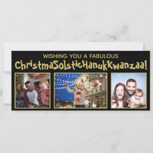 Quirky Politically Correct 3 Foto Zwart & Goud Feestdagenkaart