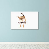 Quirky portret van een Teacup Chihuahua Canvas Afdruk (Insitu (Houten vloer))