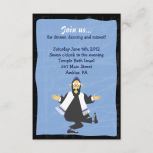 Quirky Rabbi Bar Bat Mitzvah Reception Party Card Kaart