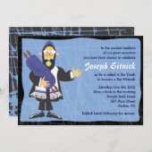 Quirky Rabbi Bar Bat Mitzvah Uitnodiging (Voorkant / Achterkant)