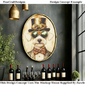 Quirky Regal Steampunk Dog Portrait EA6 Decoupage Tissuepapier