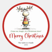 Quirky reindeer fun whimsical Xmas sticker style (Devant)