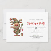 Quirky Reindeer Modern Festive Holiday Invitation (Devant)