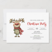 Quirky Reindeer Modern Red Green Celebration  Kaart (Voorkant)