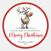 Quirky reindeer whimsical Christmas sticker art (Devant)