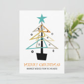 Quirky Retro kerstboom midden midden eeuw modern Feestdagenkaart (Staand voorkant)