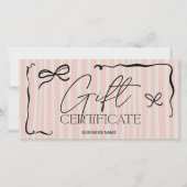 Quirky Retro Pink Hand-Drawn Bow Gift Certificate (Voorkant)