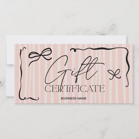 Quirky Retro Pink Hand-Drawn Bow Gift Certificate (Voorkant)