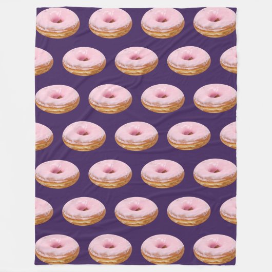 Quirky roze gelaagde donuts Pattern Paars Fleece Deken (Voorkant)