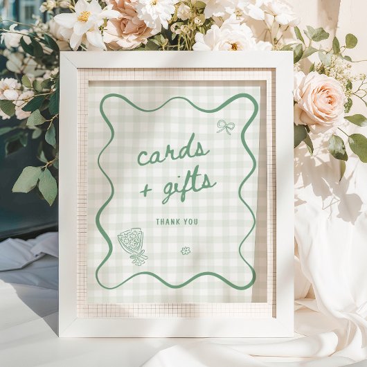 Quirky Sage Green Gingham Kaarten en geschenken Poster