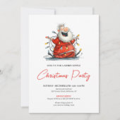 Quirky Santa Watercolor Holiday Party Invitation (Devant)
