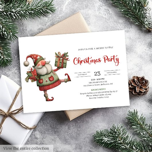 Quirky Santa Watercolor Kids Celebration Party Kaart