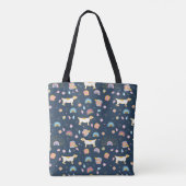Quirky Schattige Dog Rainbow Pattern Blue Geperson Draagtas (Achterkant)