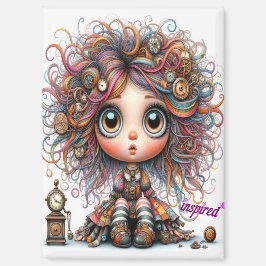 Quirky Steampunk Girl Geïnspireerd Magnet Magneet