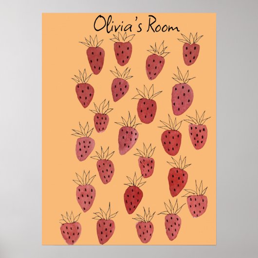Quirky Strawberry Pattern Poster (Voorkant)