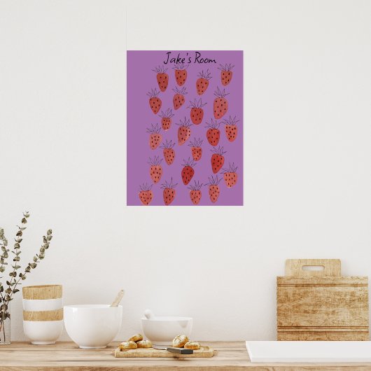 Quirky Strawberry Pattern Poster (Keuken)