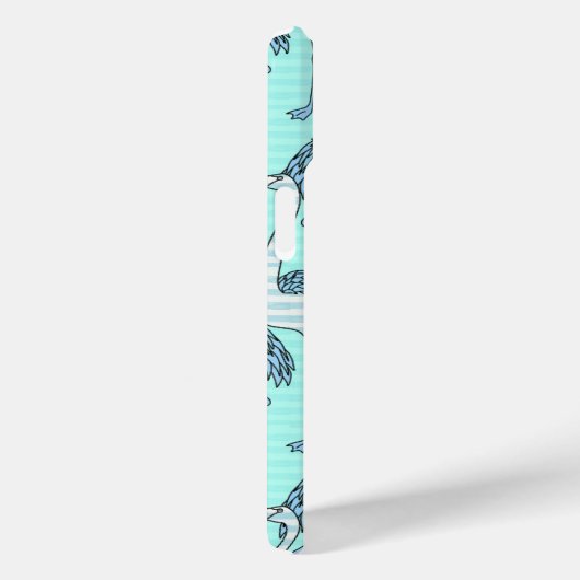 Quirky Striped Turquoise Flamingos Pattern Case-Mate iPhone Case (Achterkant / Rechts)