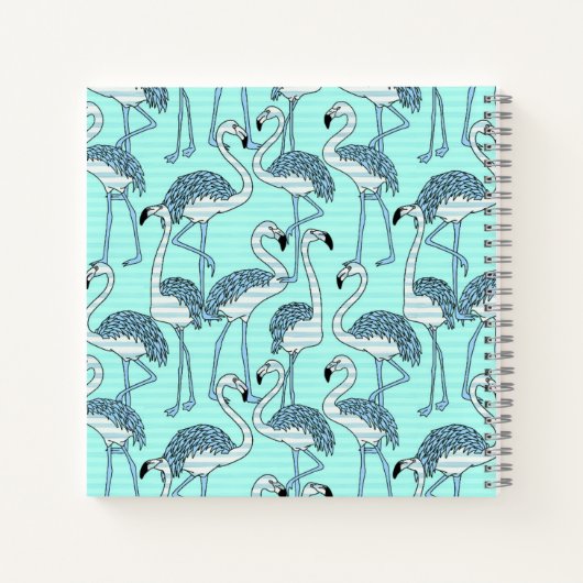 Quirky Striped Turquoise Flamingos Pattern Notitieboek (Achterkant)