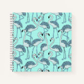 Quirky Striped Turquoise Flamingos Pattern Notitieboek (Voorkant)