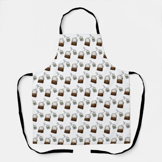 Quirky Tea Bag Pattern on White Schort (Voorkant)