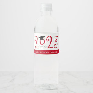 Quirky Text Red 2023 Graduate Waterfles Etiket