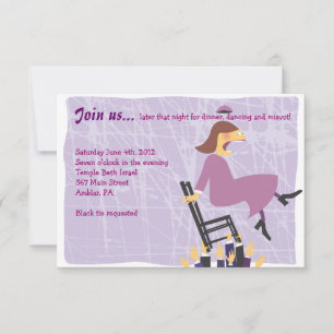 Quirky Vrouw Bat Mitzvah Reception Party Kaart