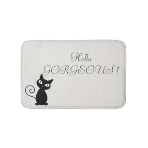 Quirky Whimsical Black Cat Glittery Hallo Prachtig Badmat