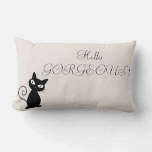 Quirky Whimsical Black Cat Glittery Hallo Prachtig Kussen