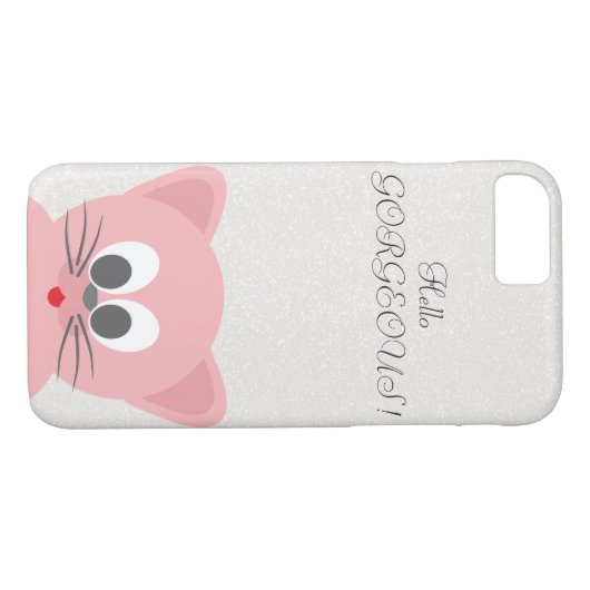 Quirky Whimsical Cat Glittery-Hallo Prachtig Case-Mate iPhone Case (Achterkant (Horizontaal))