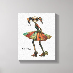 Quirky Whimsische Vrouw - Wees Jijzelf. Canvas Afdruk