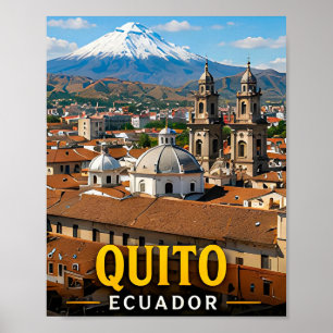 Quito Andes-toppen en koloniale elegant Poster