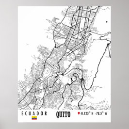 Quito, Ecuador Road Map Art - Earth Tones Poster