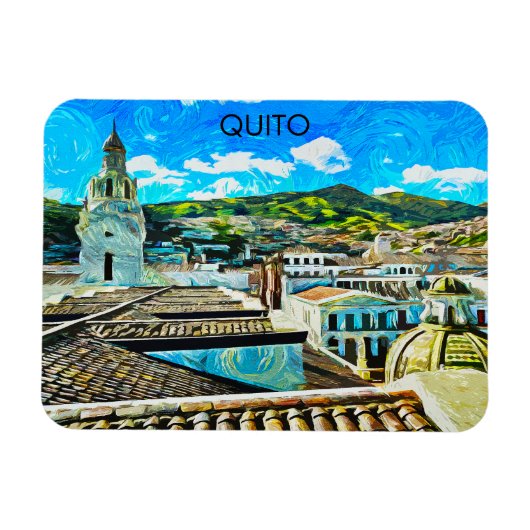 Quito Ecuador Stadsillustratie Magneet (Horizontaal)