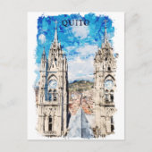 Quito Ecuador Waterverf Vintage Reizen Briefkaart (Voorkant)