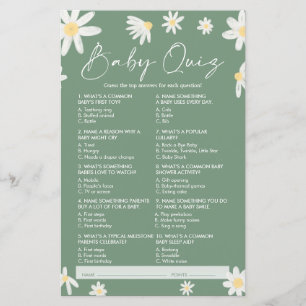 Quiz Baby shower spel, Daisy Baby shower spel