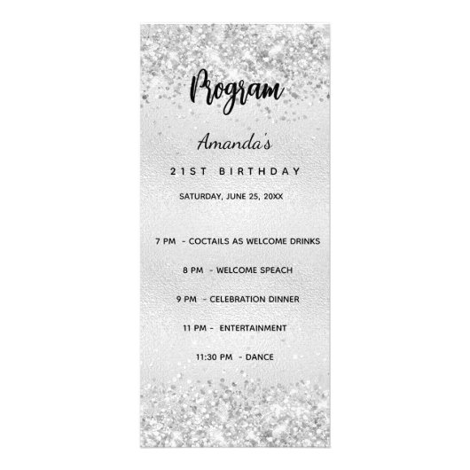 Quiz du programme d'anniversaire photo d'argent (Devant)