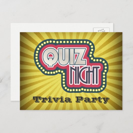 Quiz Night Trivia Party Invitation (Devant / Derrière)