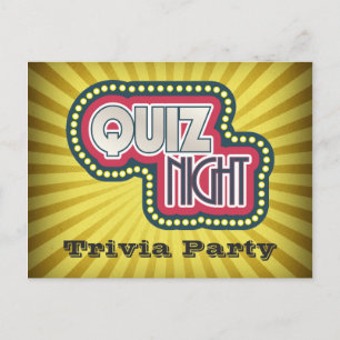 Quiz Night Trivia Party Invitation Uitnodiging Briefkaart