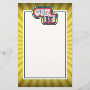 Quiz Night Trivia Party Yellow Sunburst Briefpapier