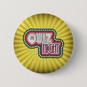 Quiz Night Trivia Party Yellow Sunburst Ronde Button 5,7 Cm