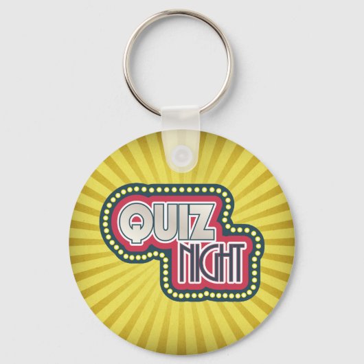 Quiz Night Trivia Party Yellow Sunburst Sleutelhanger (Voorkant)