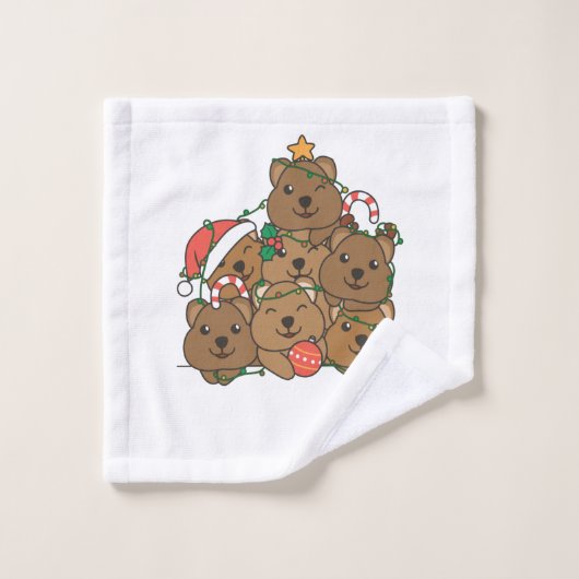 Qukka Christmas Tree Funny Animal Christmas (Gant de toilette)
