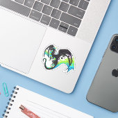Quoisexual Pride Dragon Sticker (Laptop met iPhone)