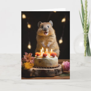 Quokka avec gâteau d'anniversaire - Carte