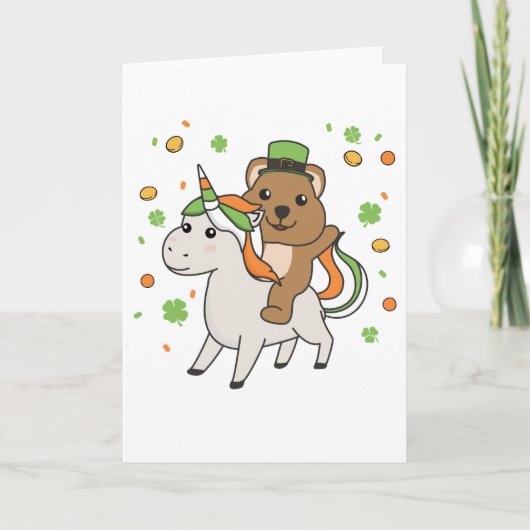 Quokka avec licorne carte de la Saint-Patrick Irla (Devant)