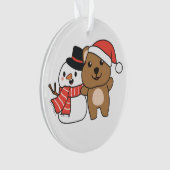 Quokka Avec Snowman En Hiver À Noël Ornelé (devant)