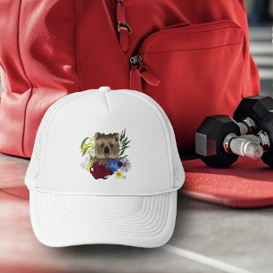 Quokka Happy Australië Bloemrijk Blauw Trucker Pet