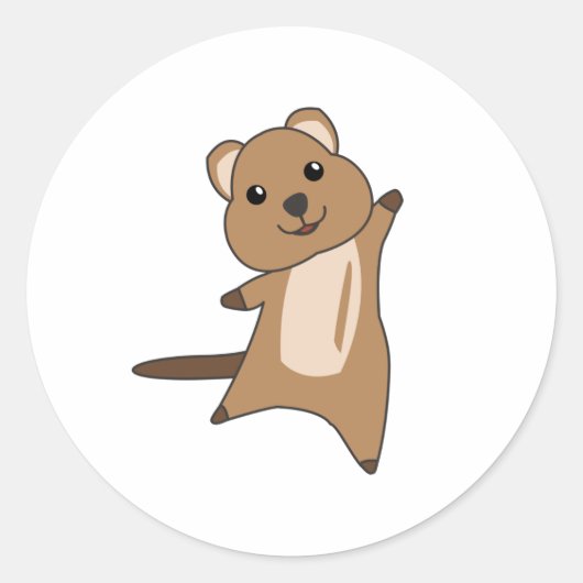 Quokka Happy Cute Animals Quokkas Ronde Sticker (Voorkant)