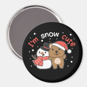 Quokka Je suis Snow mignon Snowman Pun Magnet (Recto/Verso)