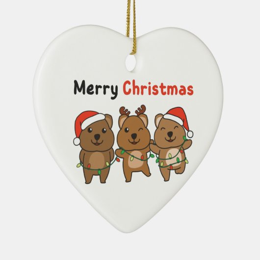 Quokka kerstcadeautje Quokka Merry Kerstmis Ceram Keramisch Ornament (Rechts)